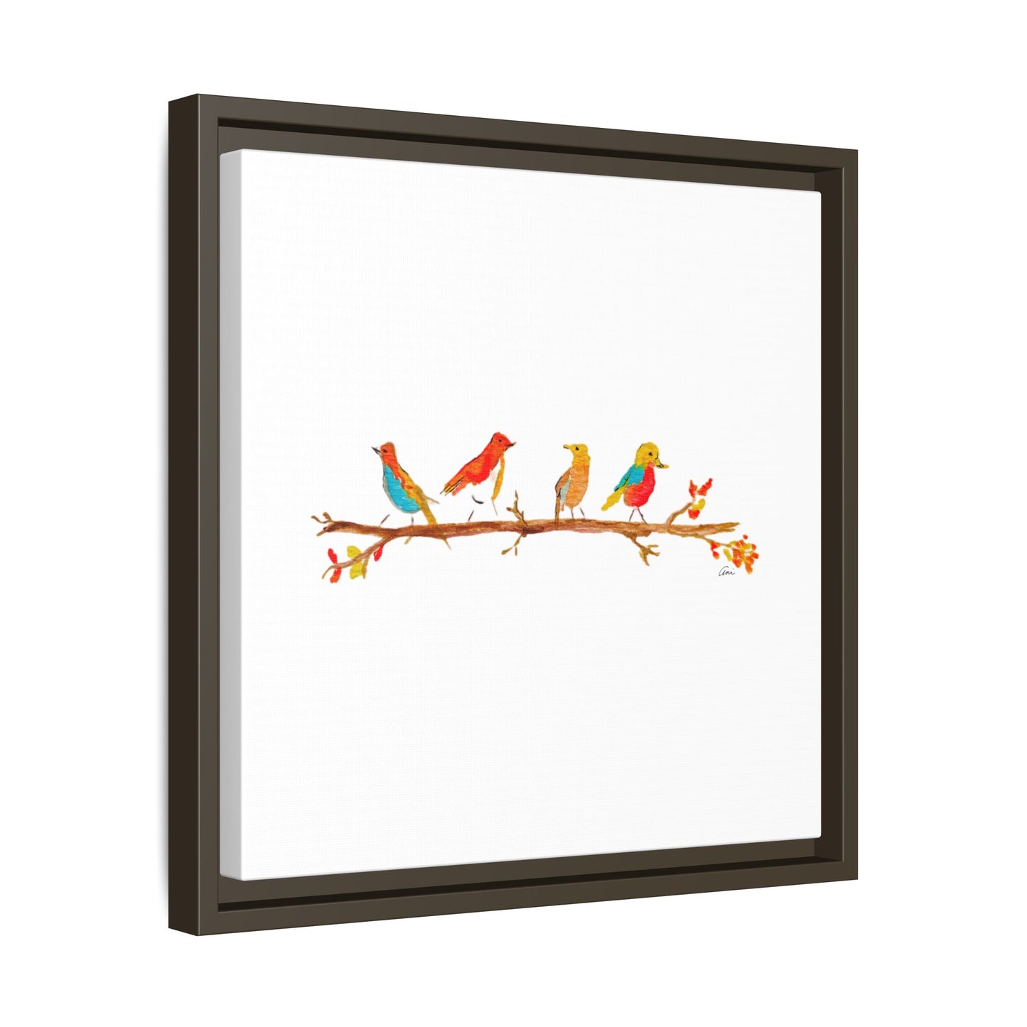 Birds on a Branch Gallery Canvas Print with Frame