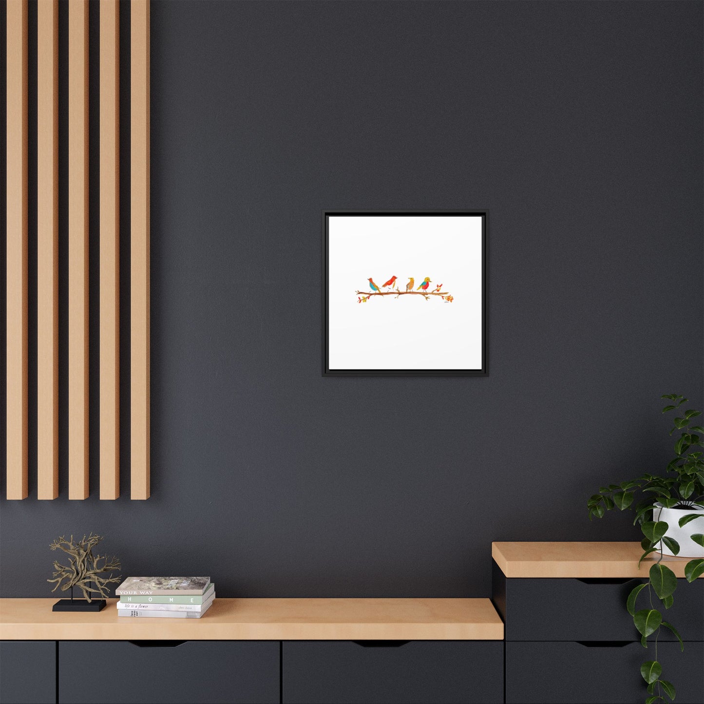 Birds on a Branch Gallery Canvas Print with Frame