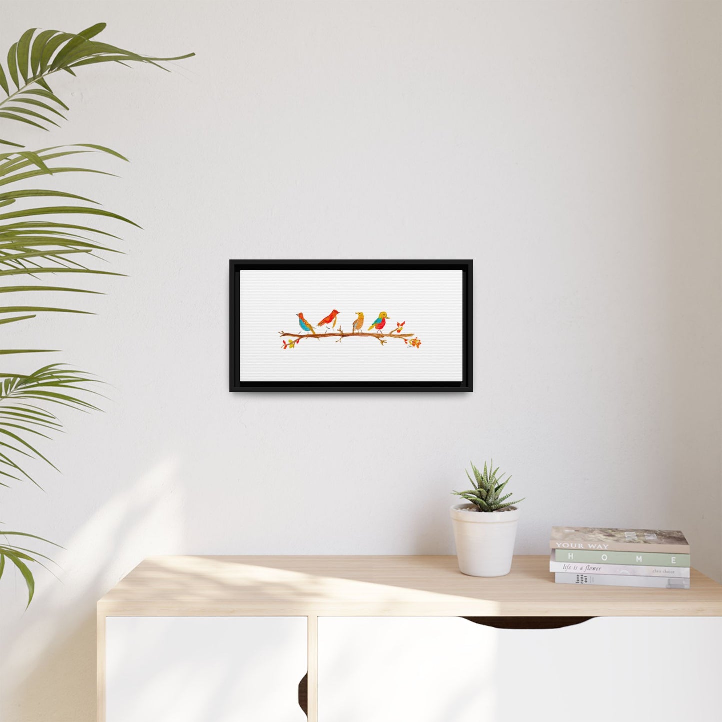 Birds on a Branch Gallery Canvas Print with Frame
