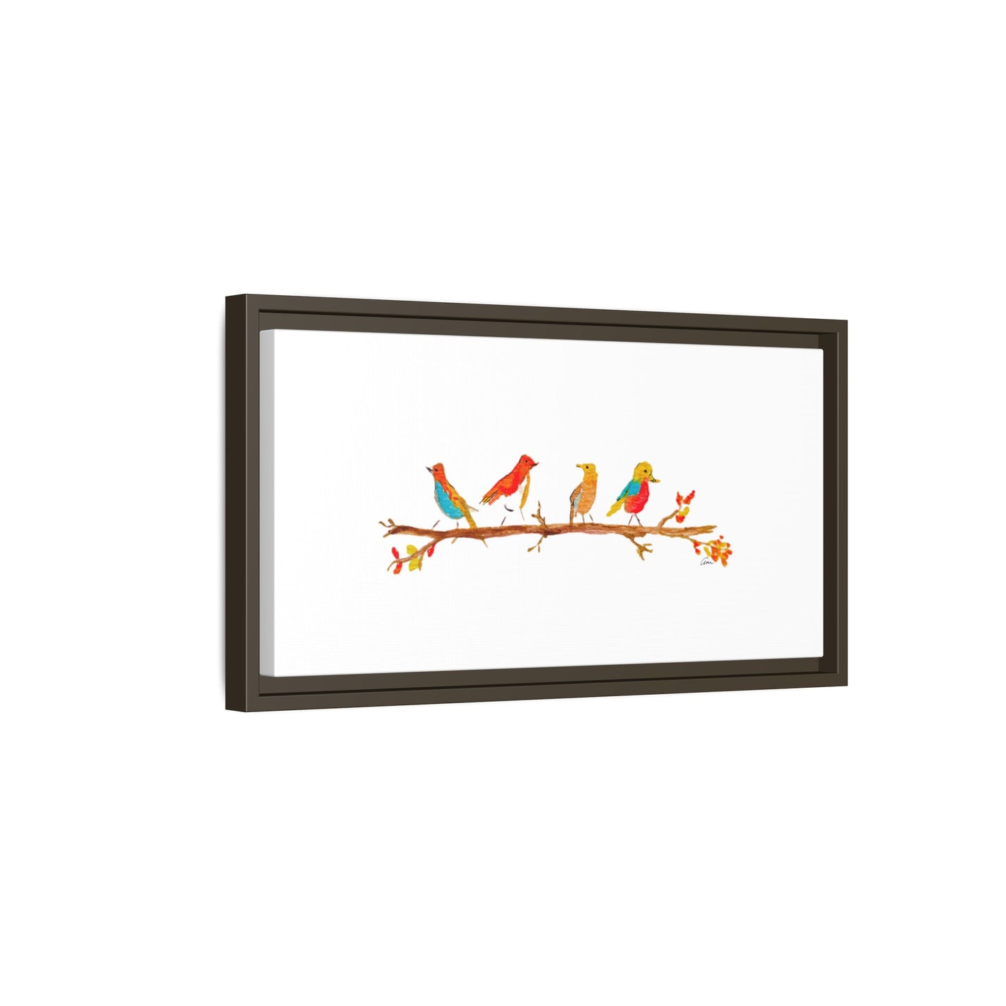 Birds on a Branch Gallery Canvas Print with Frame