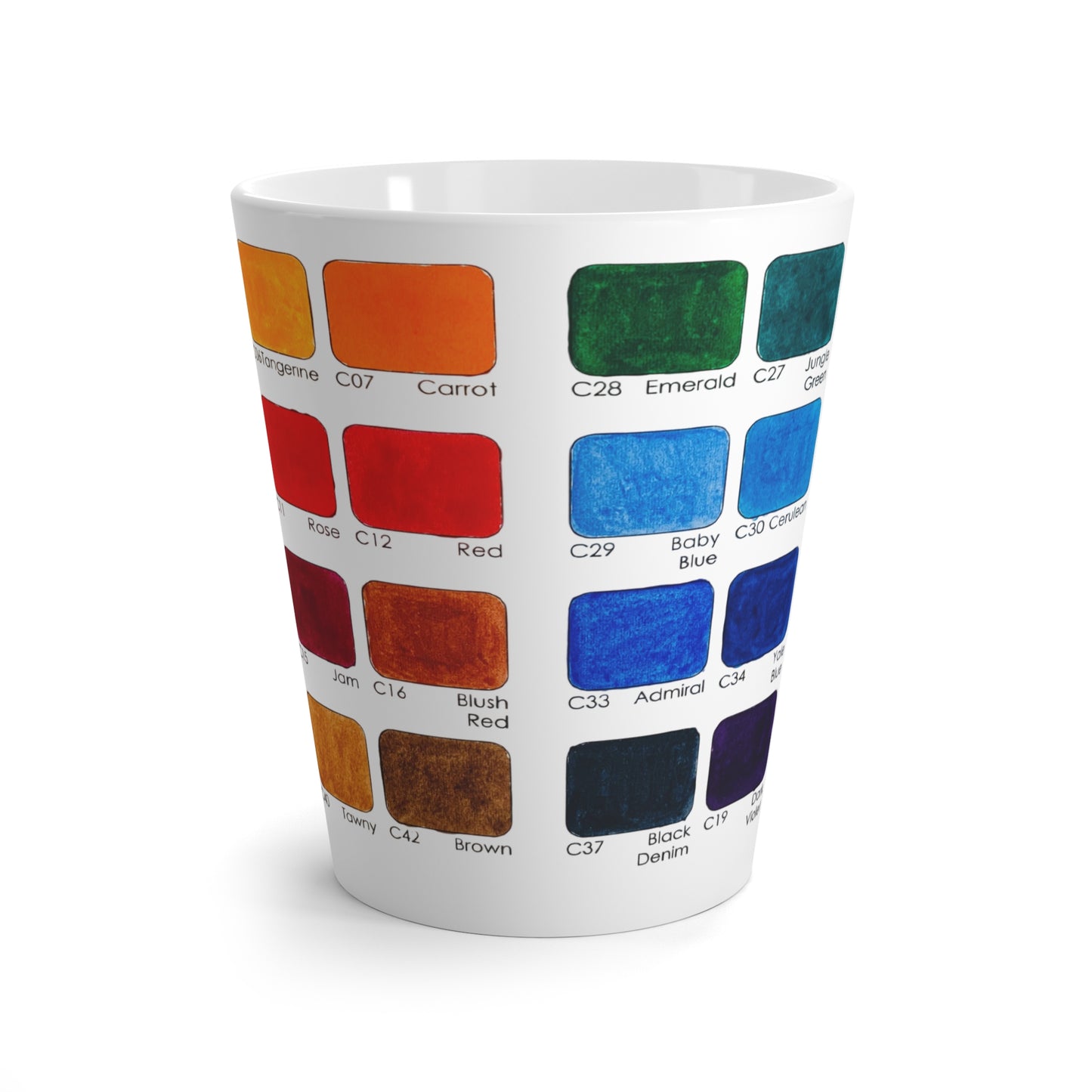 Watercolor Palette with Names Latte Mug