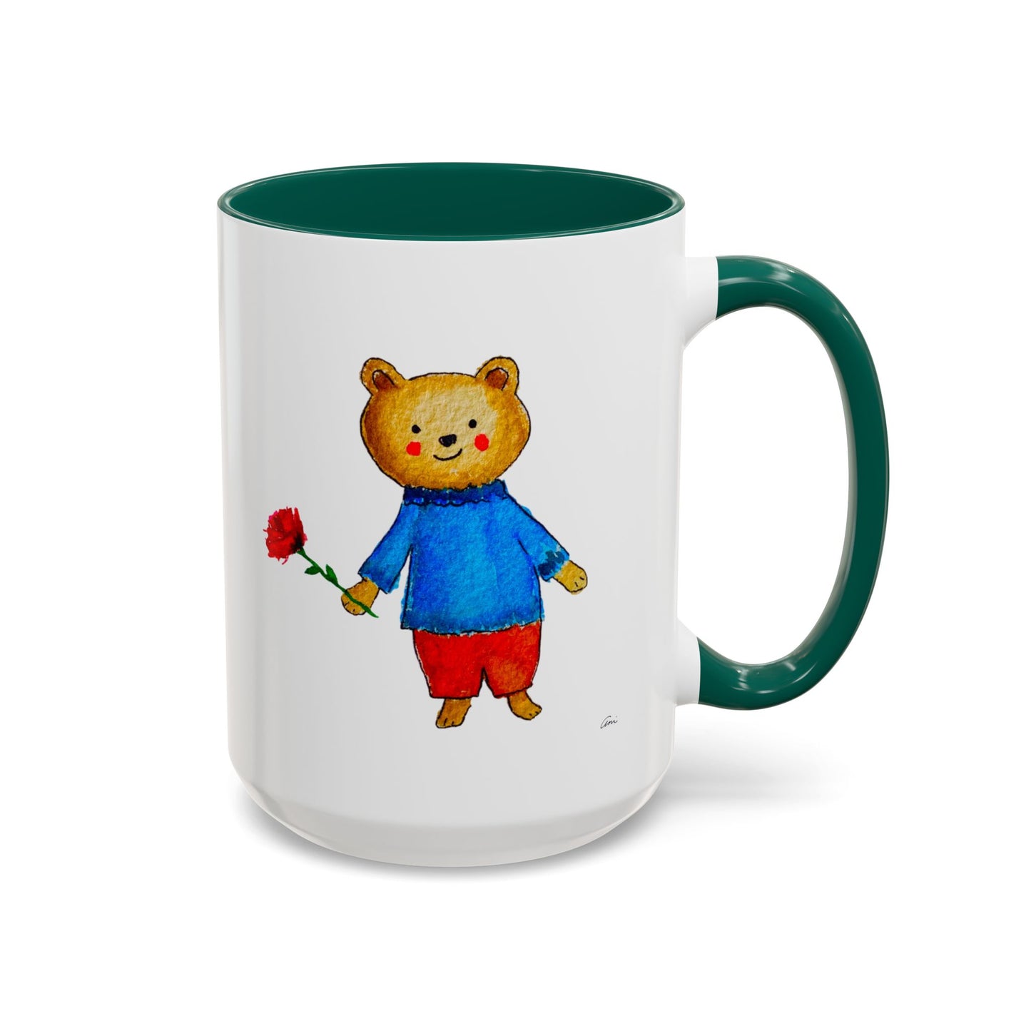 Bear with a Rose Accent Mug