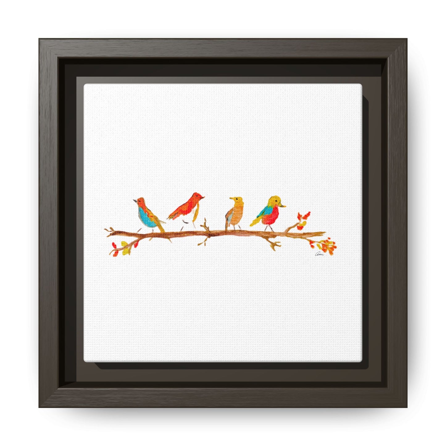 Birds on a Branch Gallery Canvas Print with Frame