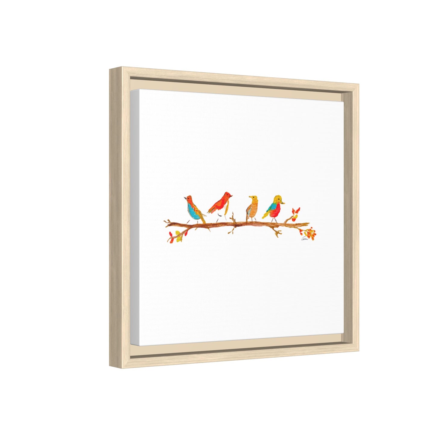 Birds on a Branch Gallery Canvas Print with Frame