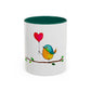 Bird with a Heart Balloon Accent Mug