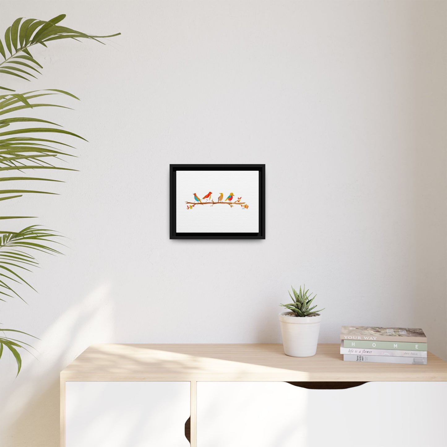 Birds on a Branch Gallery Canvas Print with Frame