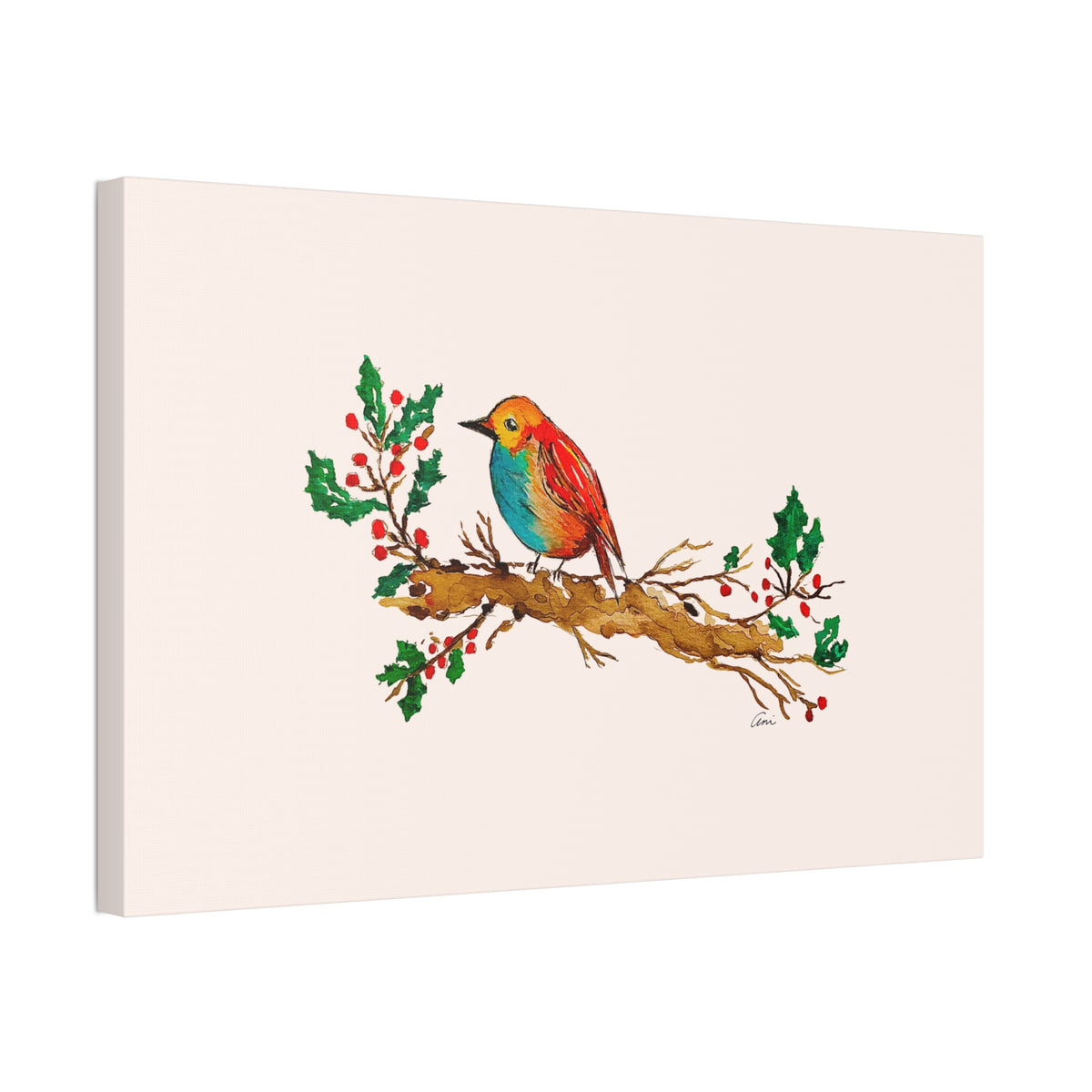 Bright Bird on a Branch Canvas Print