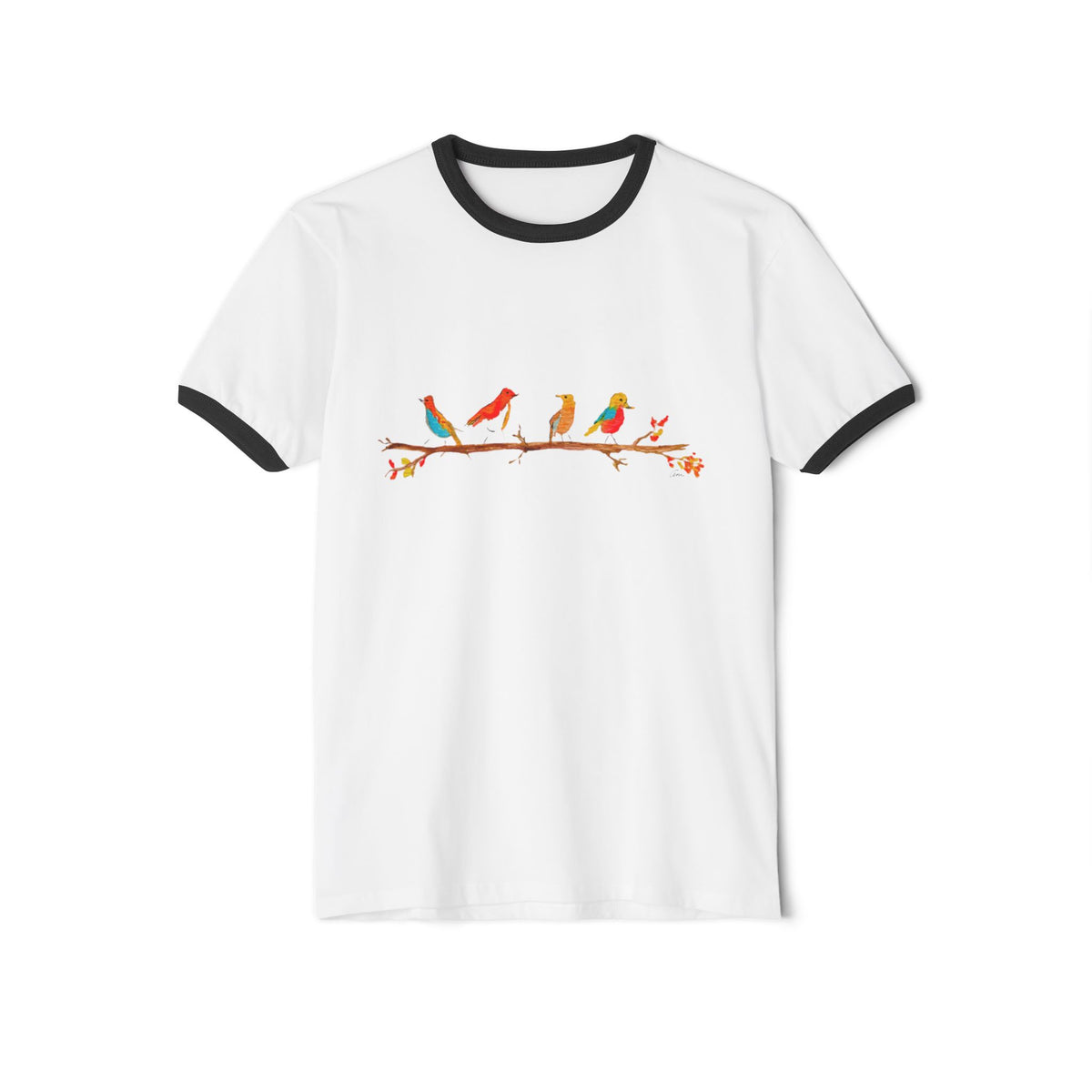 Birds on a Branch Unisex Cotton Ringer T-Shirt