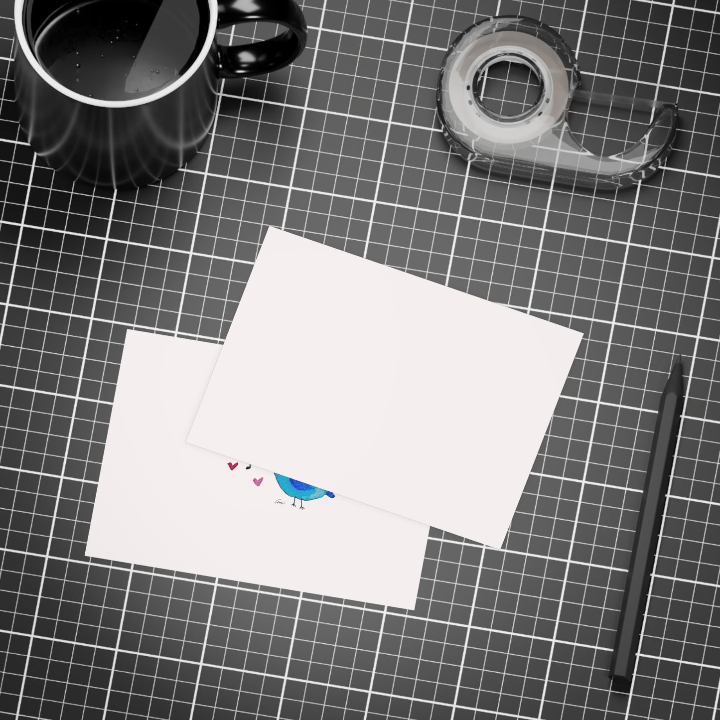 Blue Singing Bird Postcard Bundles with Envelopes