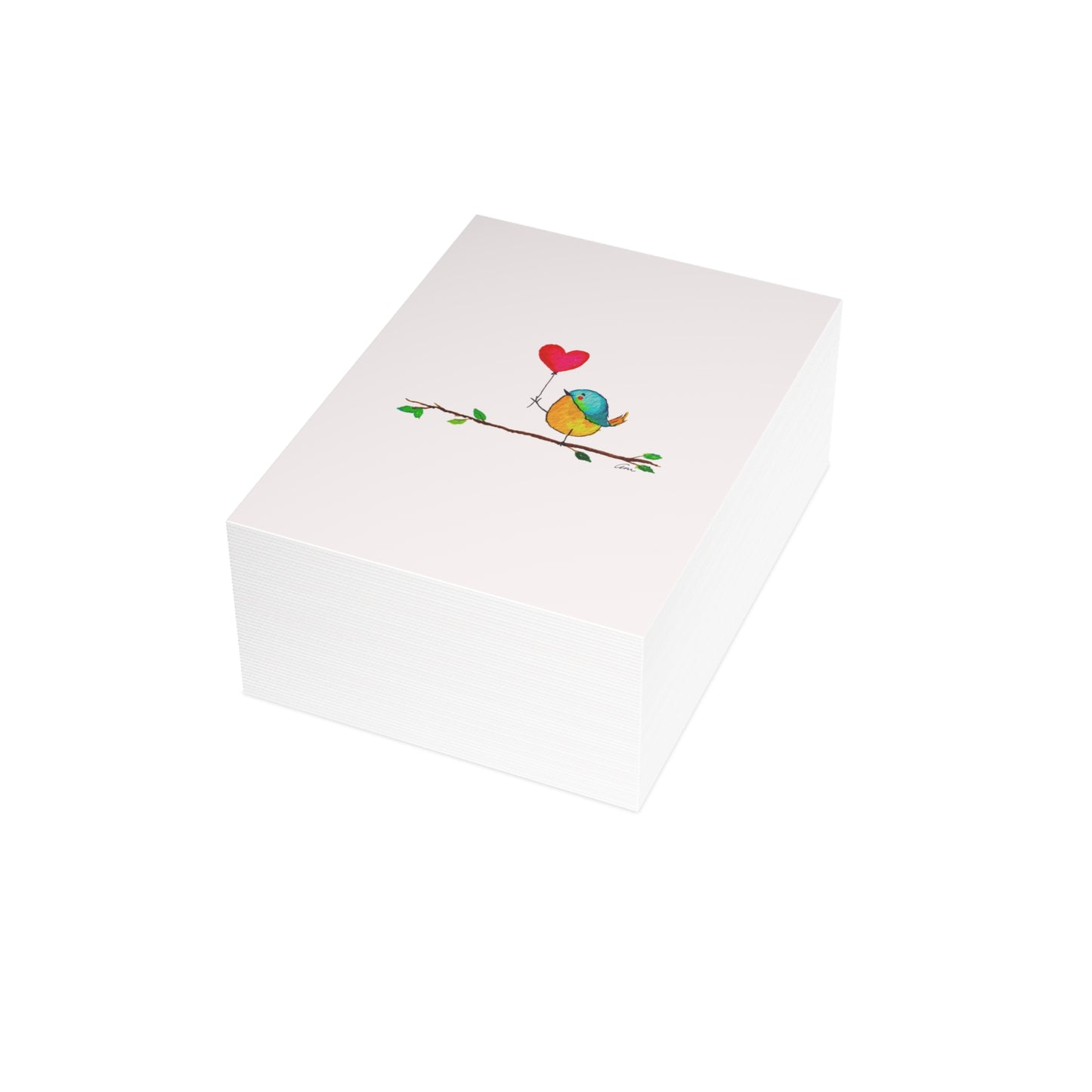 Bird with a Heart Balloon Postcard Bundles with Envelopes