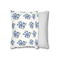 Forget Me Not Floral Faux Suede Square White Pillowcase
