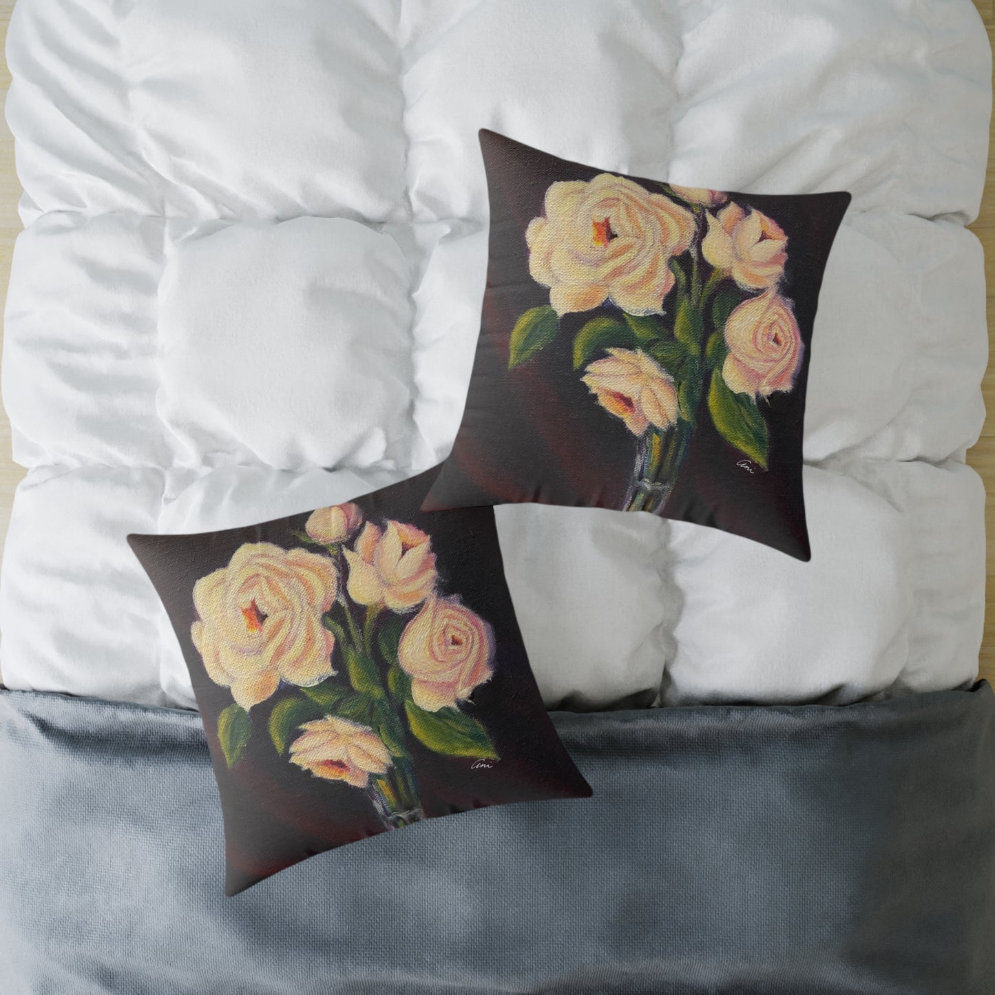 Five Roses Poly Canvas Pillow