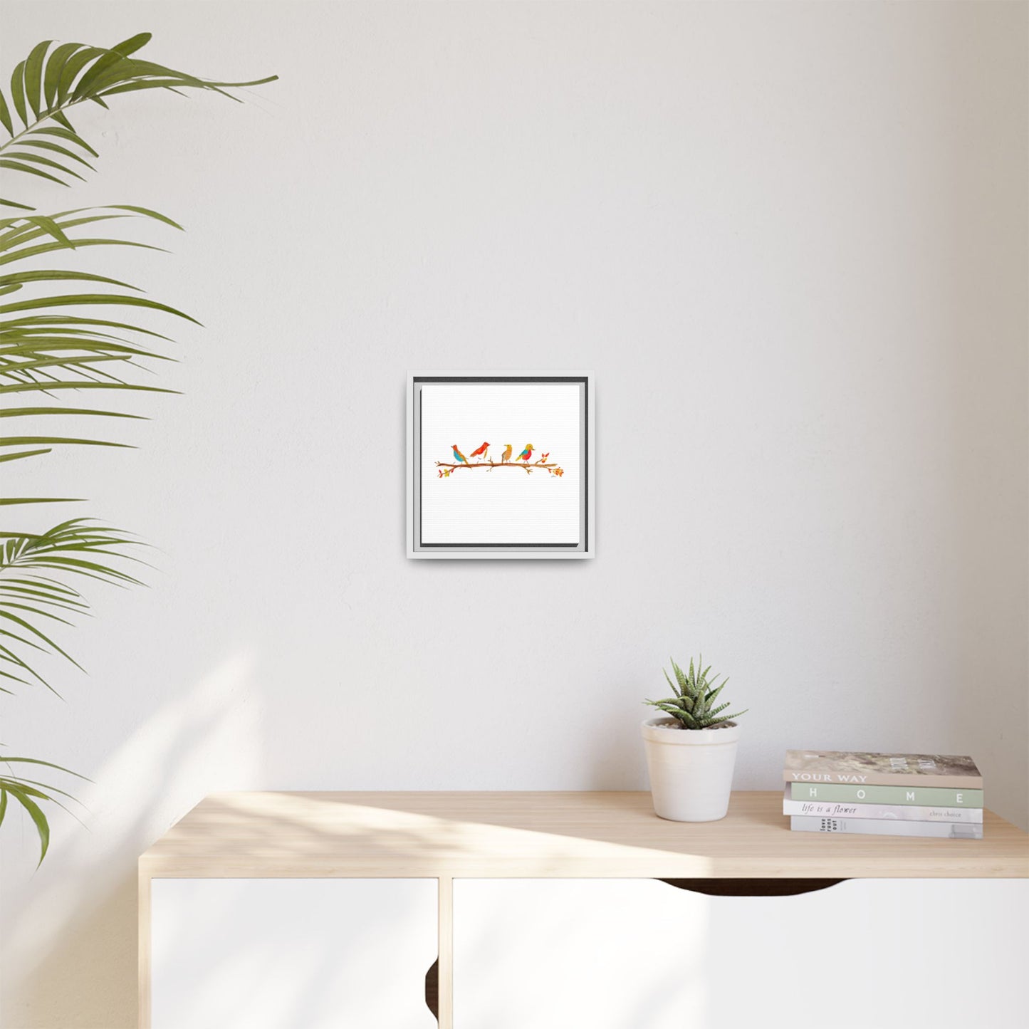 Birds on a Branch Gallery Canvas Print with Frame