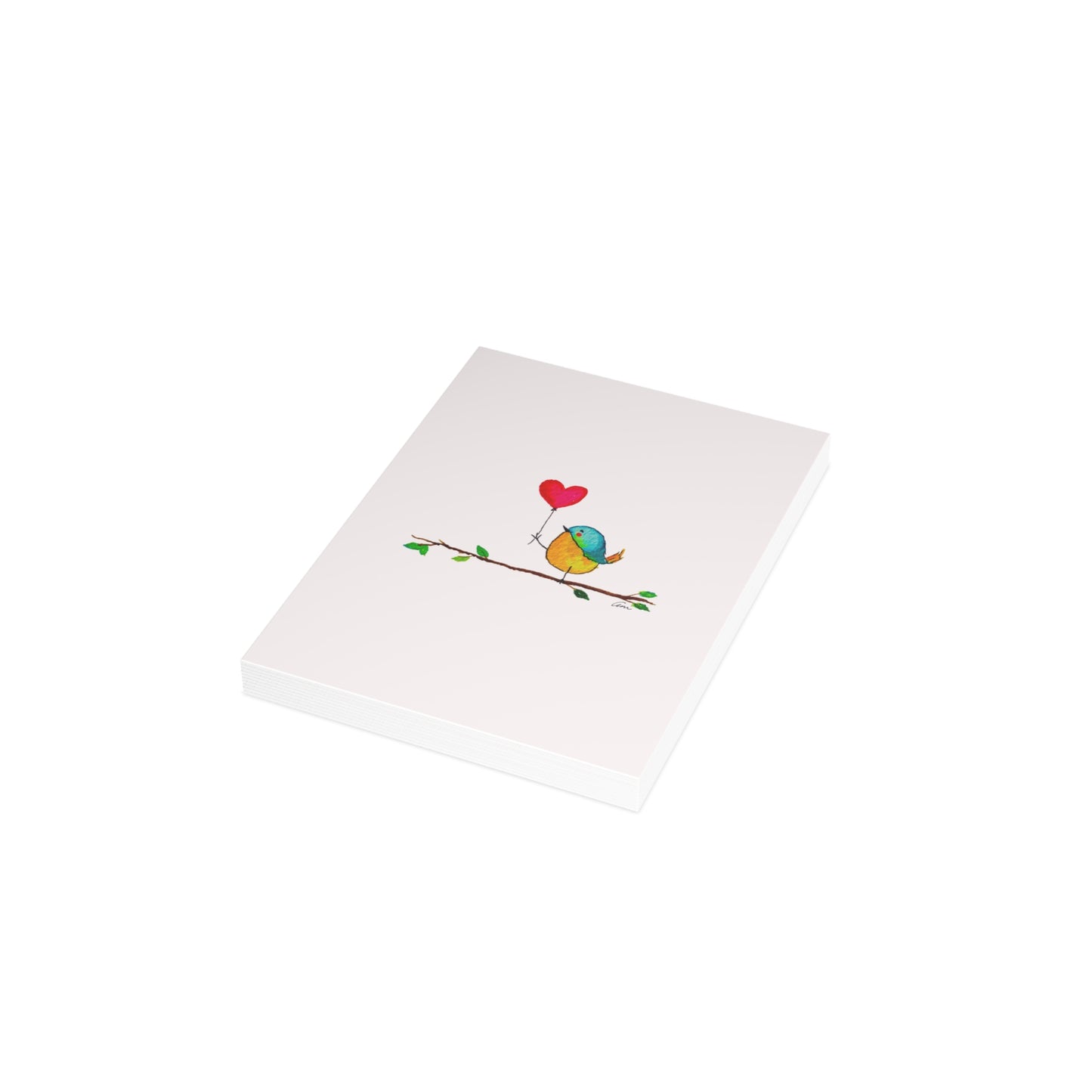 Bird with a Heart Balloon Postcard Bundles with Envelopes