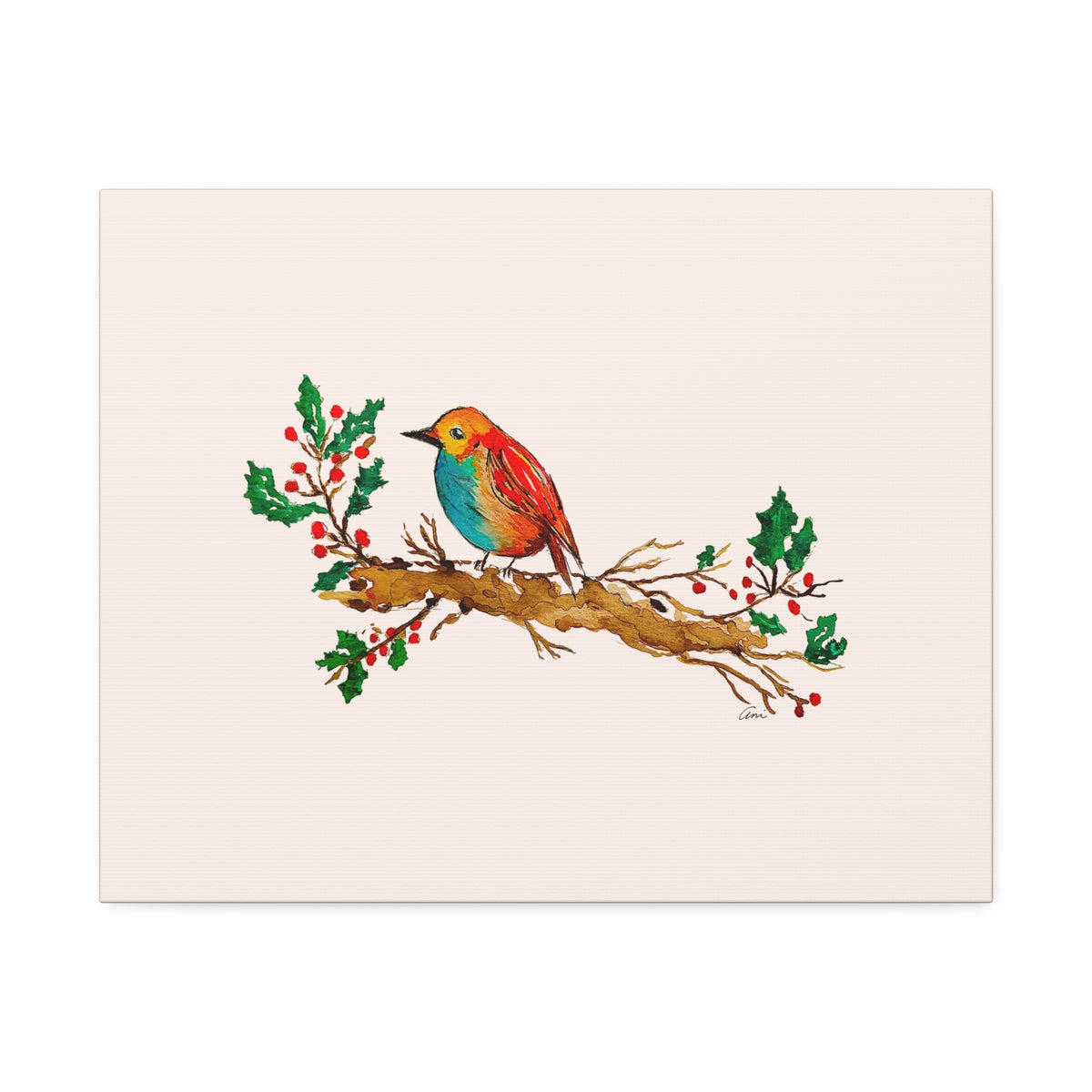 Bright Bird on a Branch Canvas Print