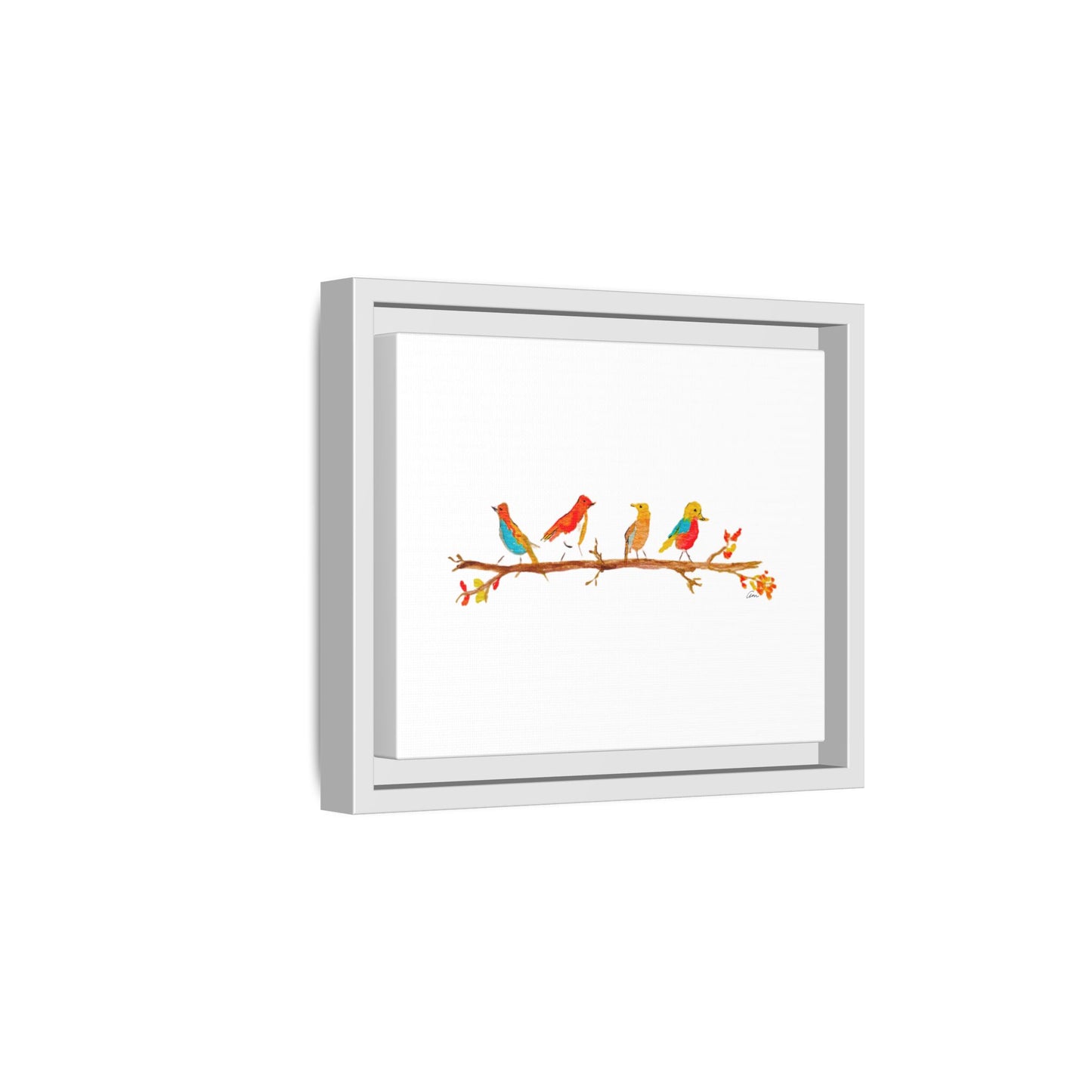 Birds on a Branch Gallery Canvas Print with Frame