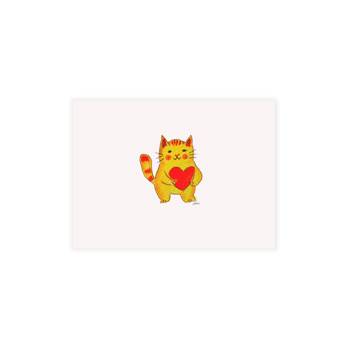 A Cat and a Heart Postcard Bundles with Envelopes