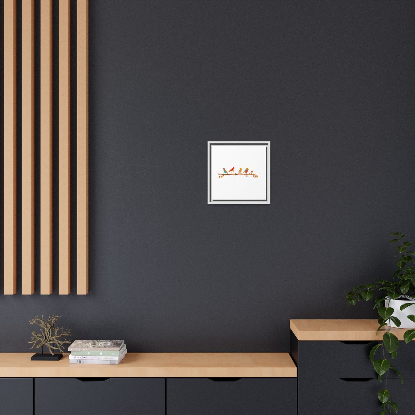 Birds on a Branch Gallery Canvas Print with Frame