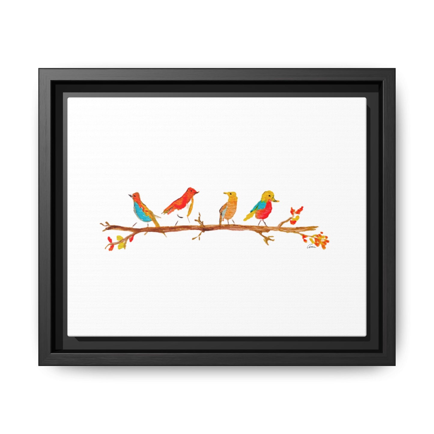 Birds on a Branch Gallery Canvas Print with Frame