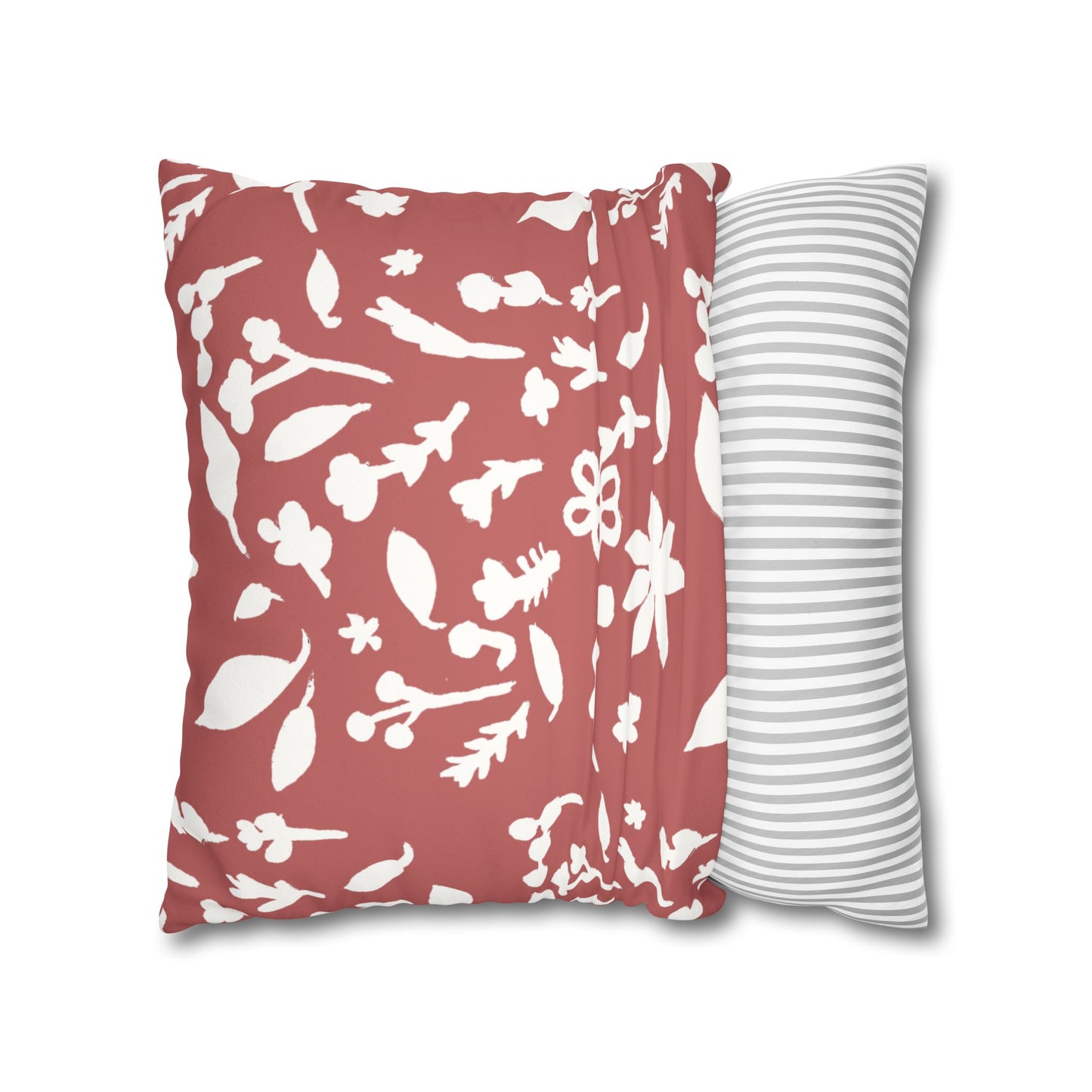 Rhubarb Fall Foliage Faux Suede Square Pillowcase