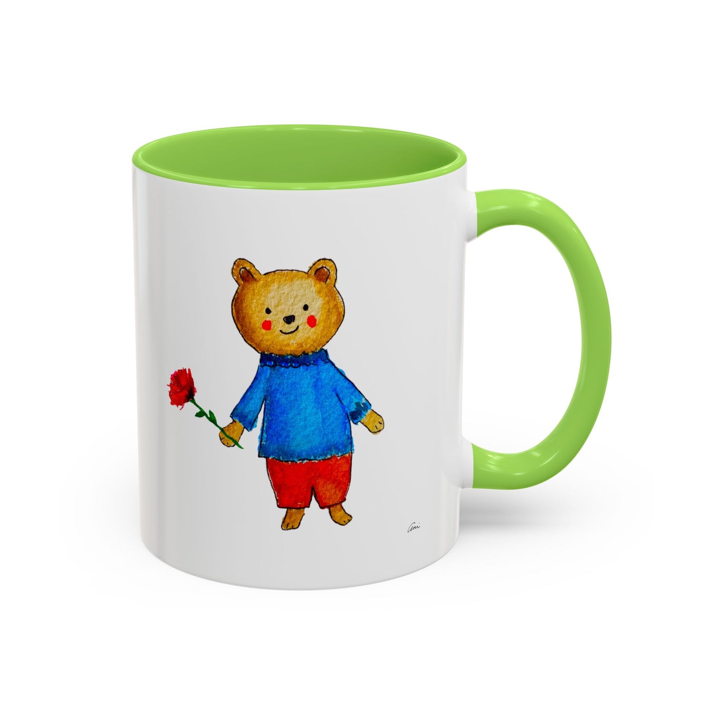 Bear with a Rose Accent Mug