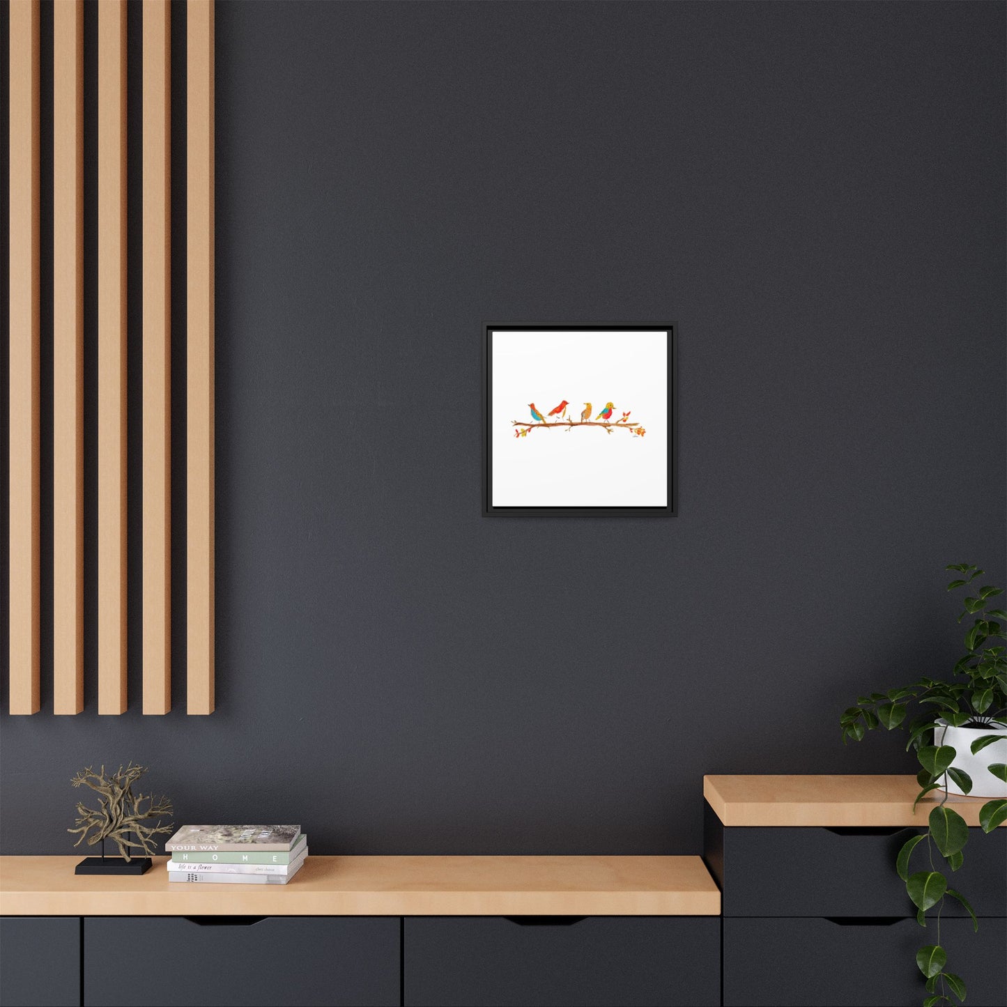 Birds on a Branch Gallery Canvas Print with Frame