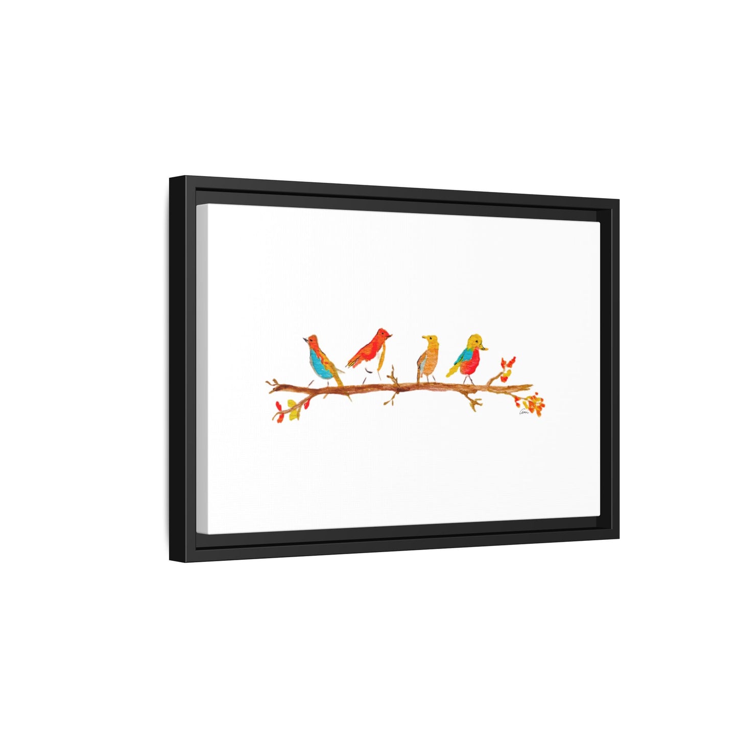 Birds on a Branch Gallery Canvas Print with Frame