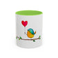Bird with a Heart Balloon Accent Mug