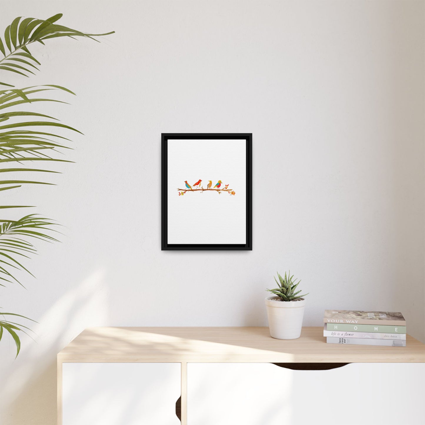 Birds on a Branch Gallery Canvas Print with Frame