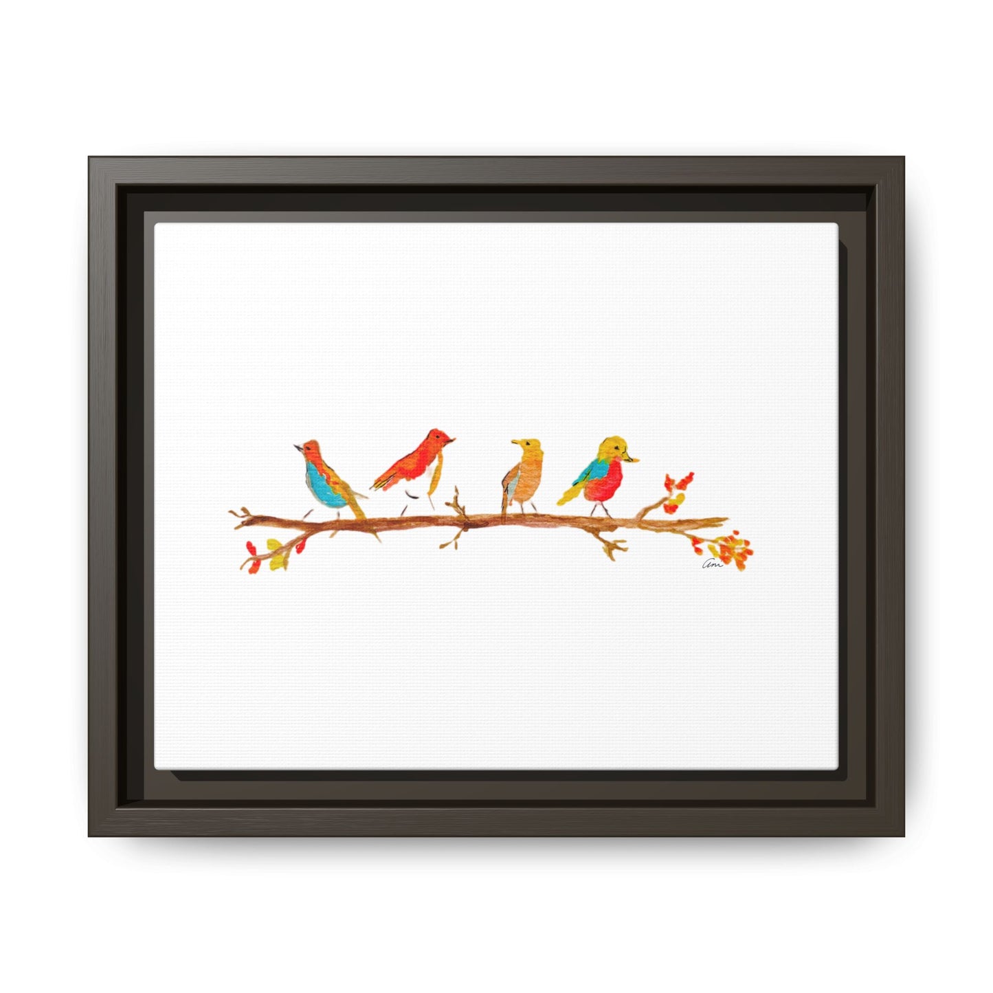 Birds on a Branch Gallery Canvas Print with Frame