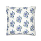 Forget Me Not Floral Faux Suede Square White Pillowcase