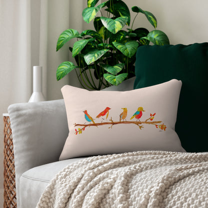 Birds on a Branch Cream Lumbar Pillow