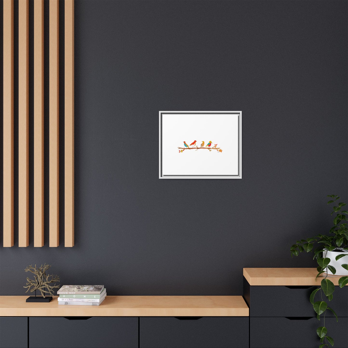 Birds on a Branch Gallery Canvas Print with Frame