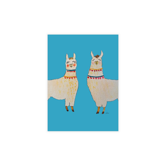 Two Llamas Turquoise Postcard Bundles with Envelopes