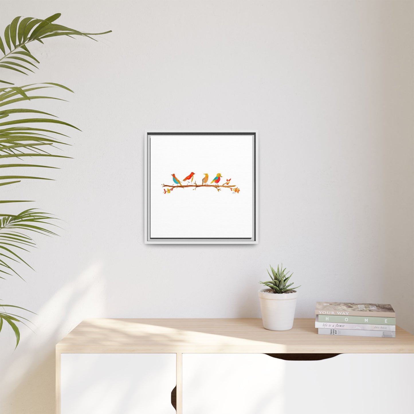 Birds on a Branch Gallery Canvas Print with Frame