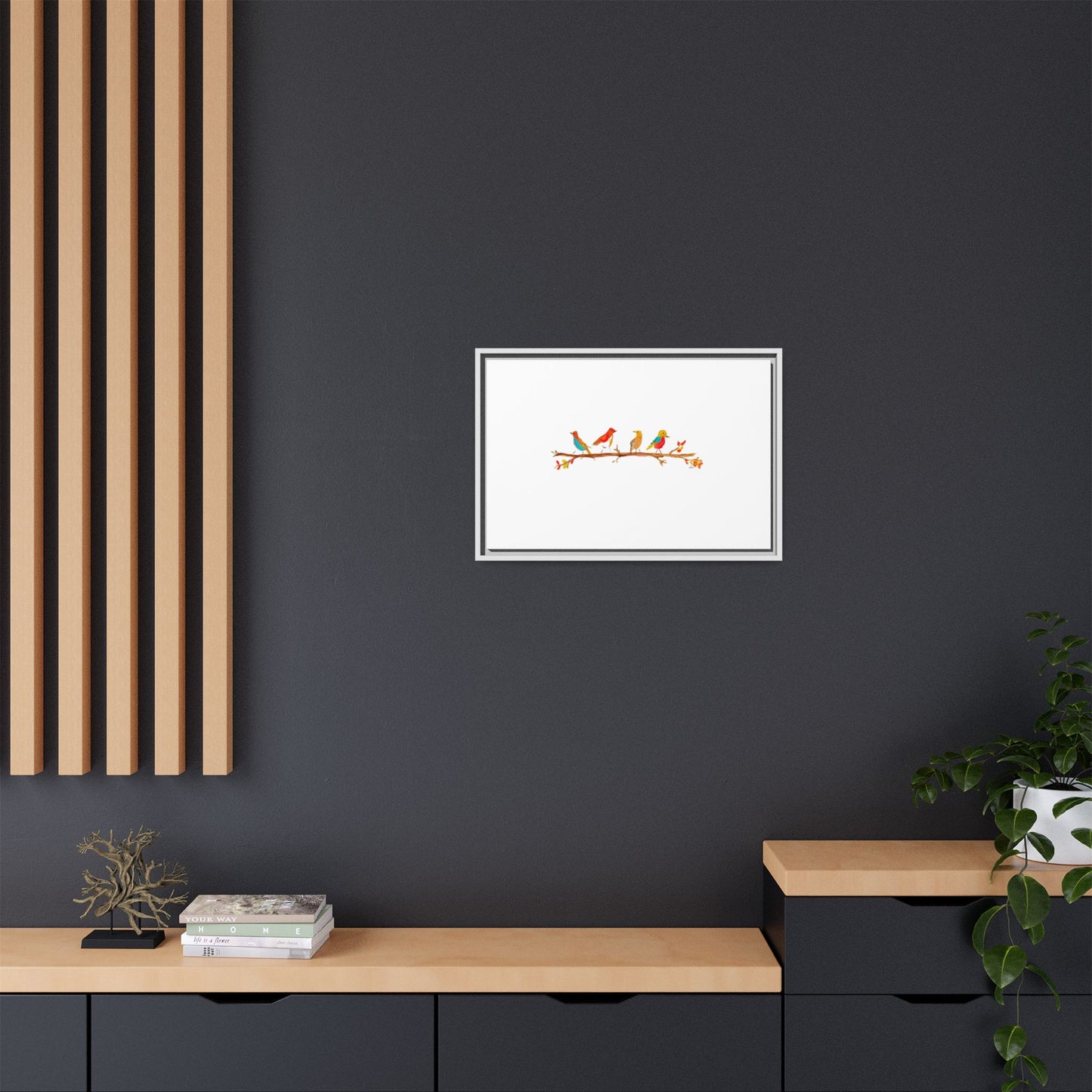 Birds on a Branch Gallery Canvas Print with Frame