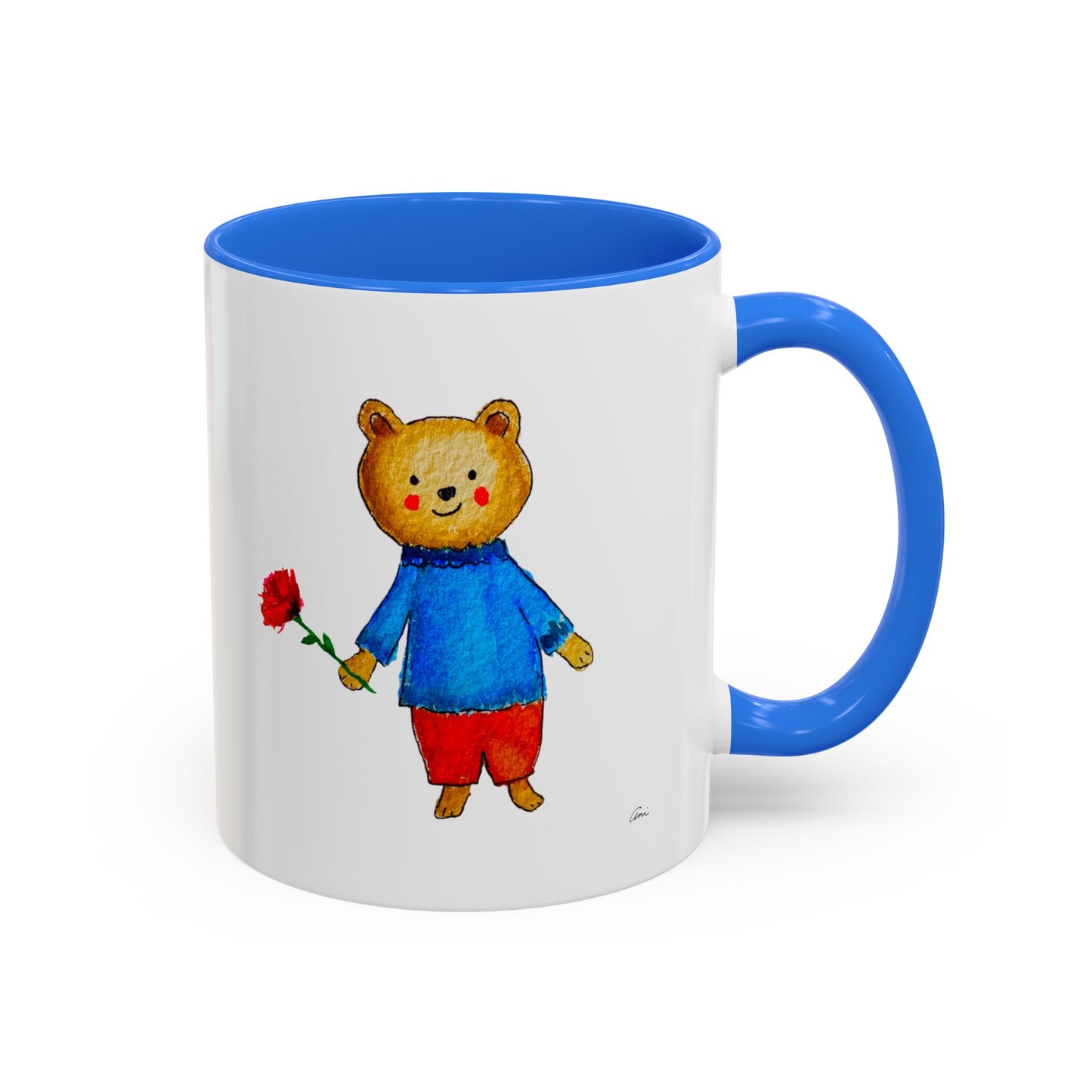 Bear with a Rose Accent Mug