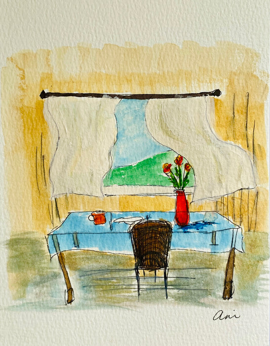 Dancing Curtains Original Watercolor