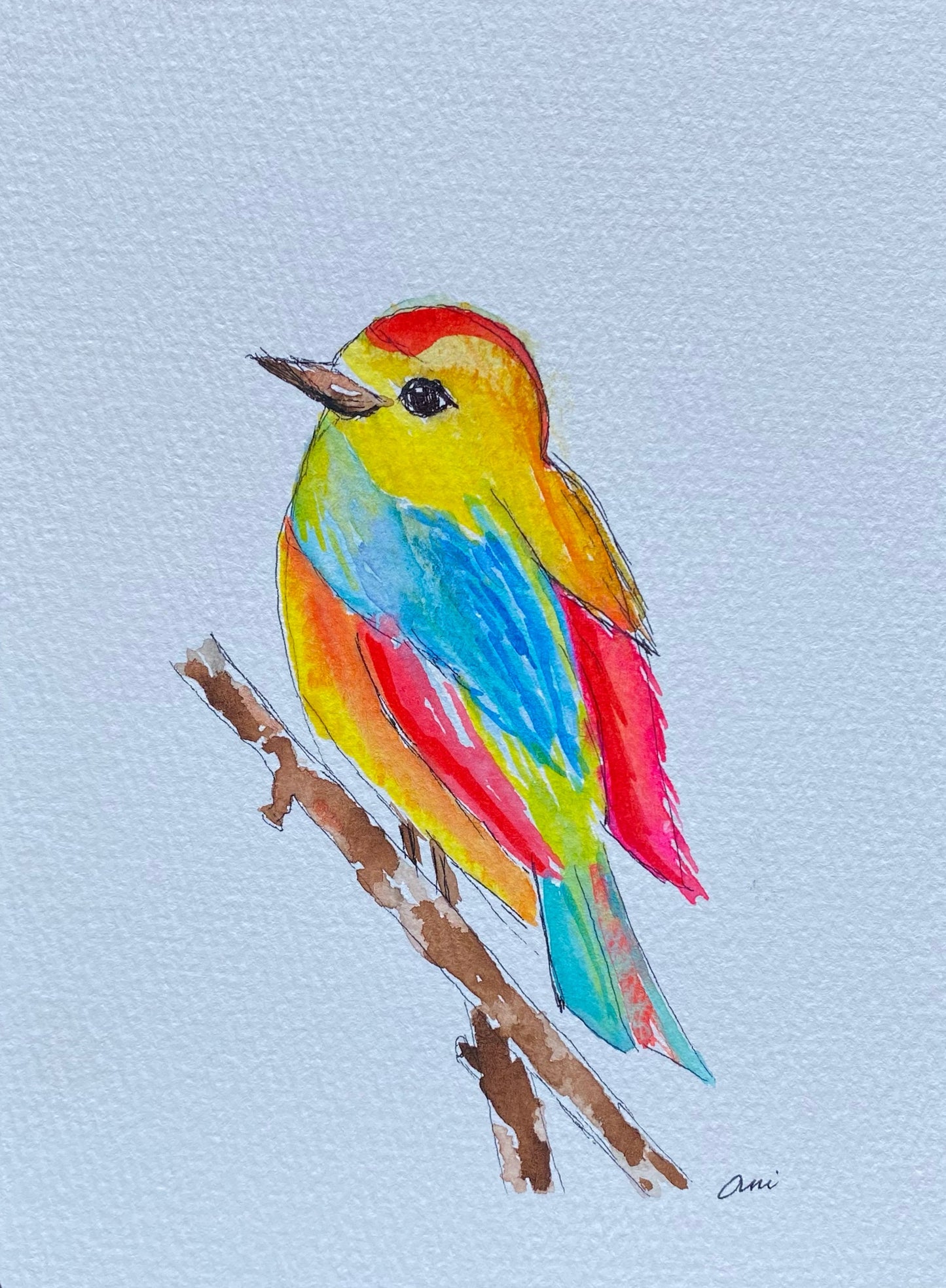 A Happy Bird Original Watercolor