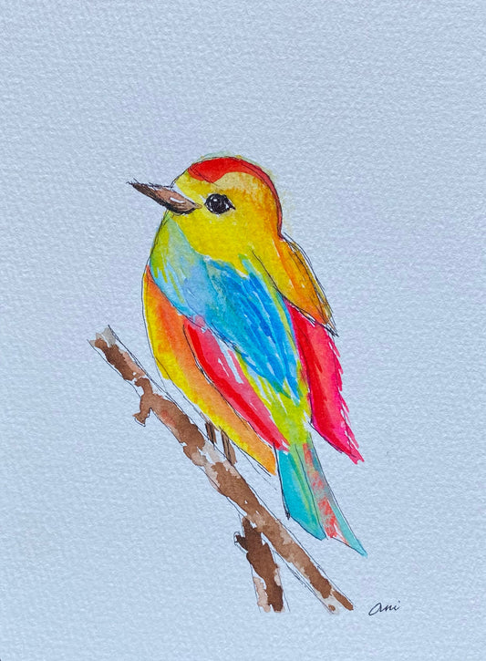A Happy Bird Original Watercolor