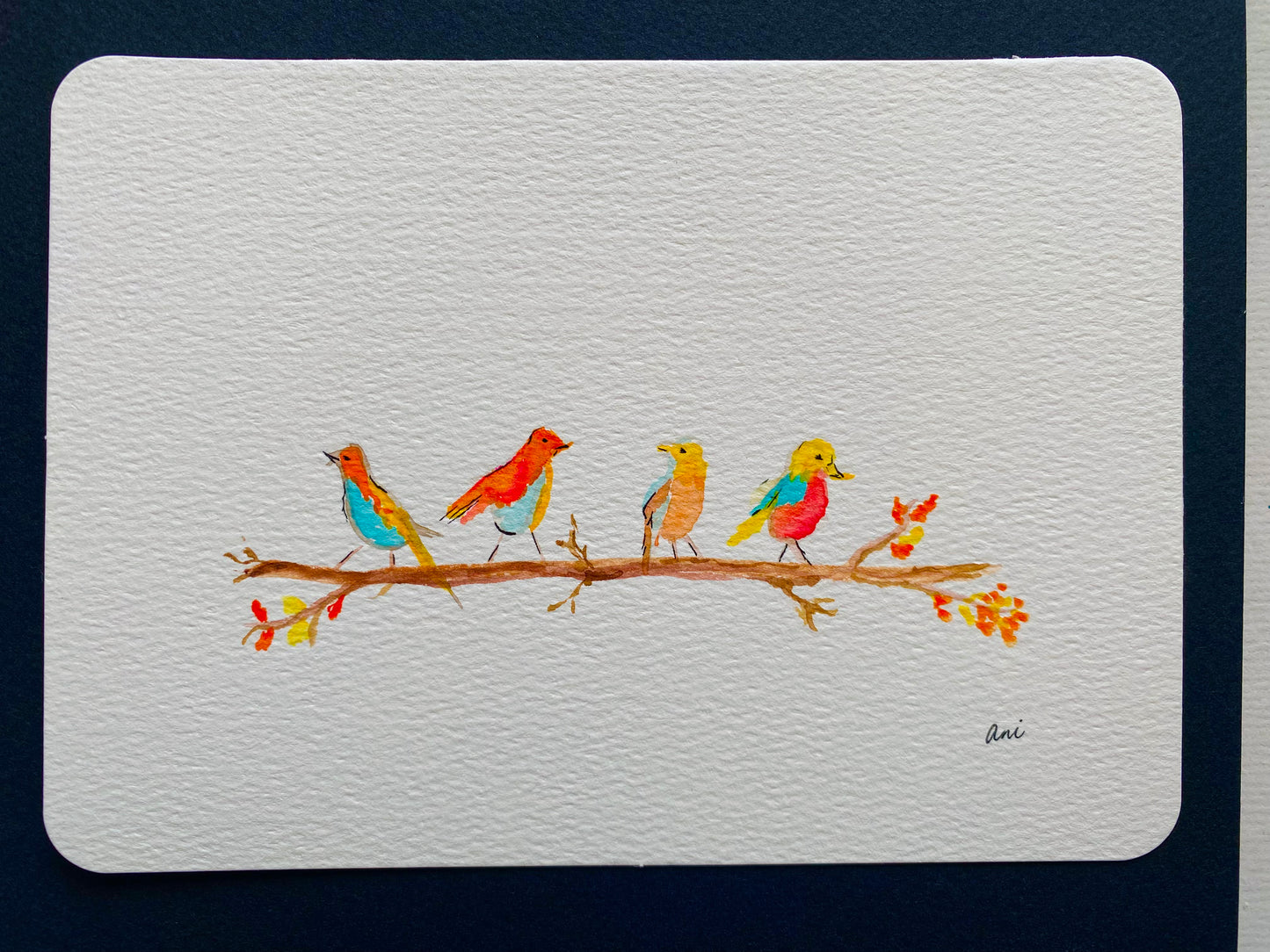 Birds on a Branch Original Watercolor