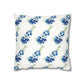 Blue Flowers Floral Faux Suede Square Pillowcase