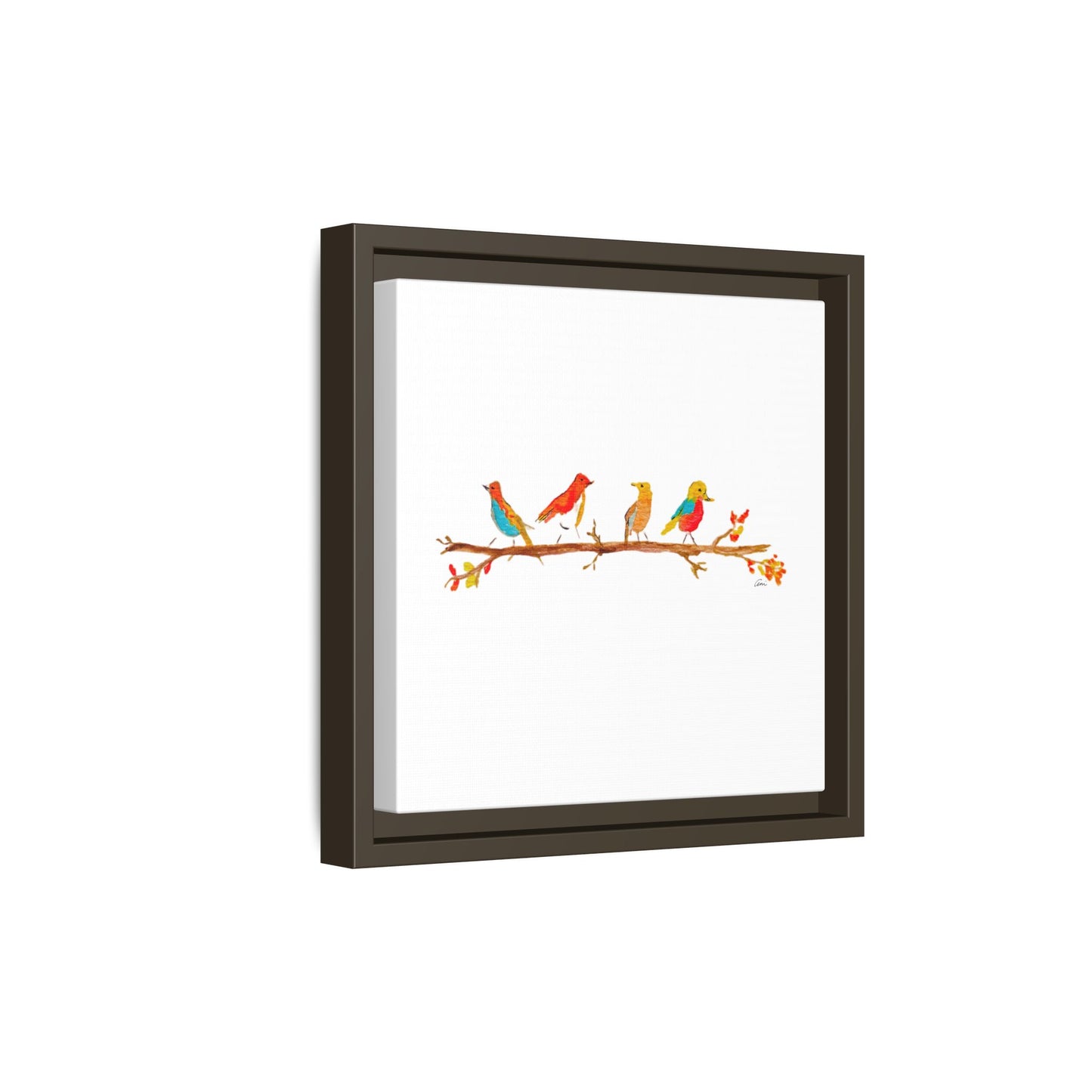 Birds on a Branch Gallery Canvas Print with Frame