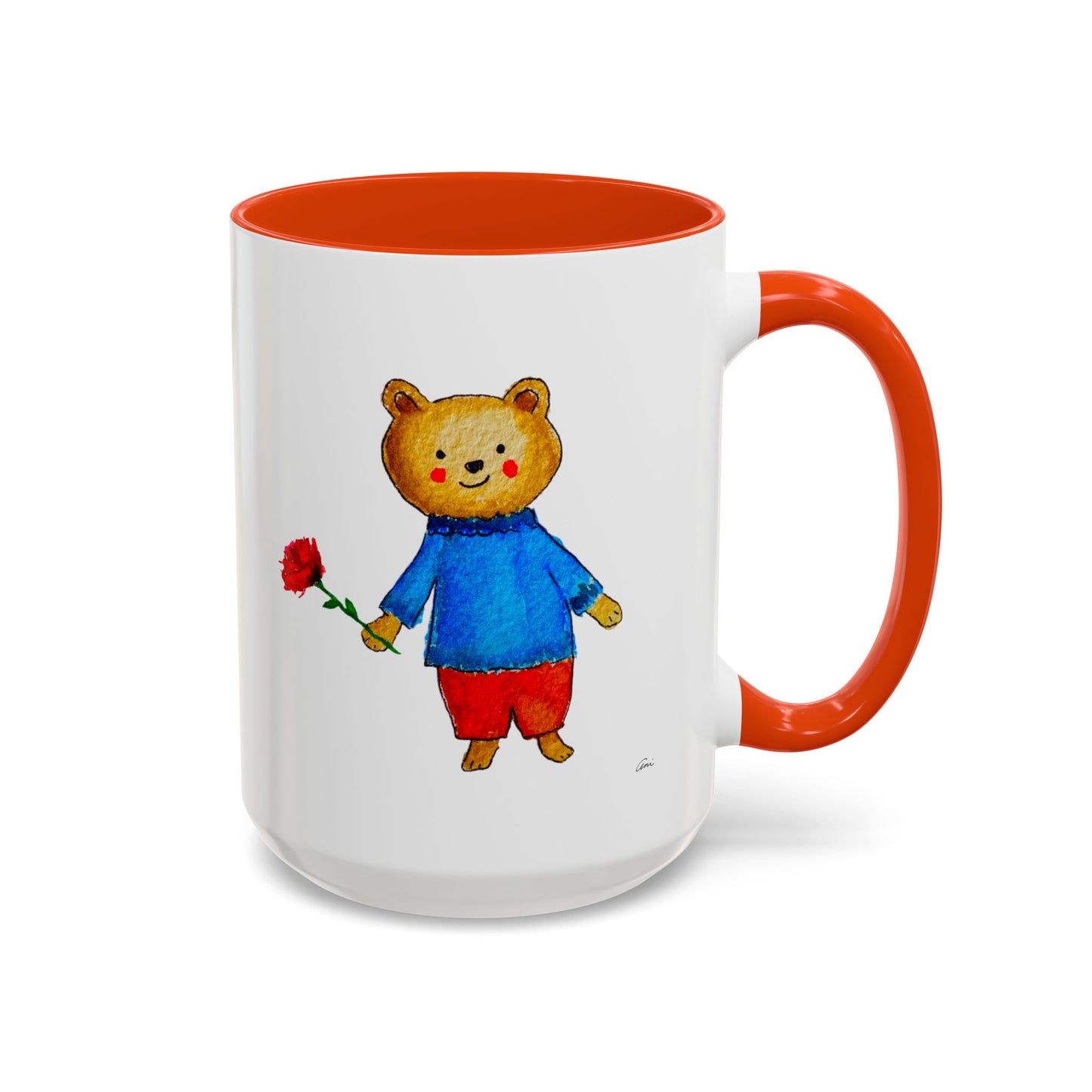 Bear with a Rose Accent Mug