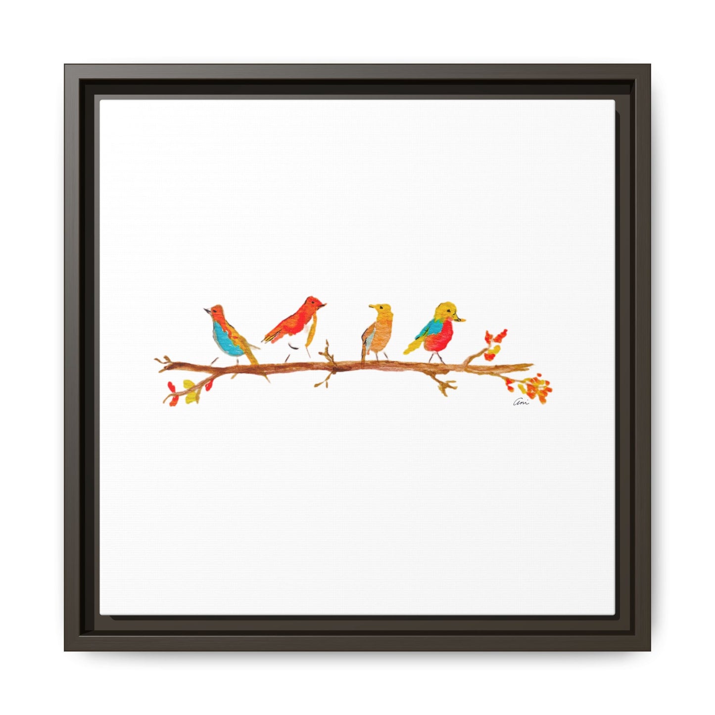 Birds on a Branch Gallery Canvas Print with Frame