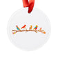 Birds on a Branch Acrylic Ornament with Ribbon