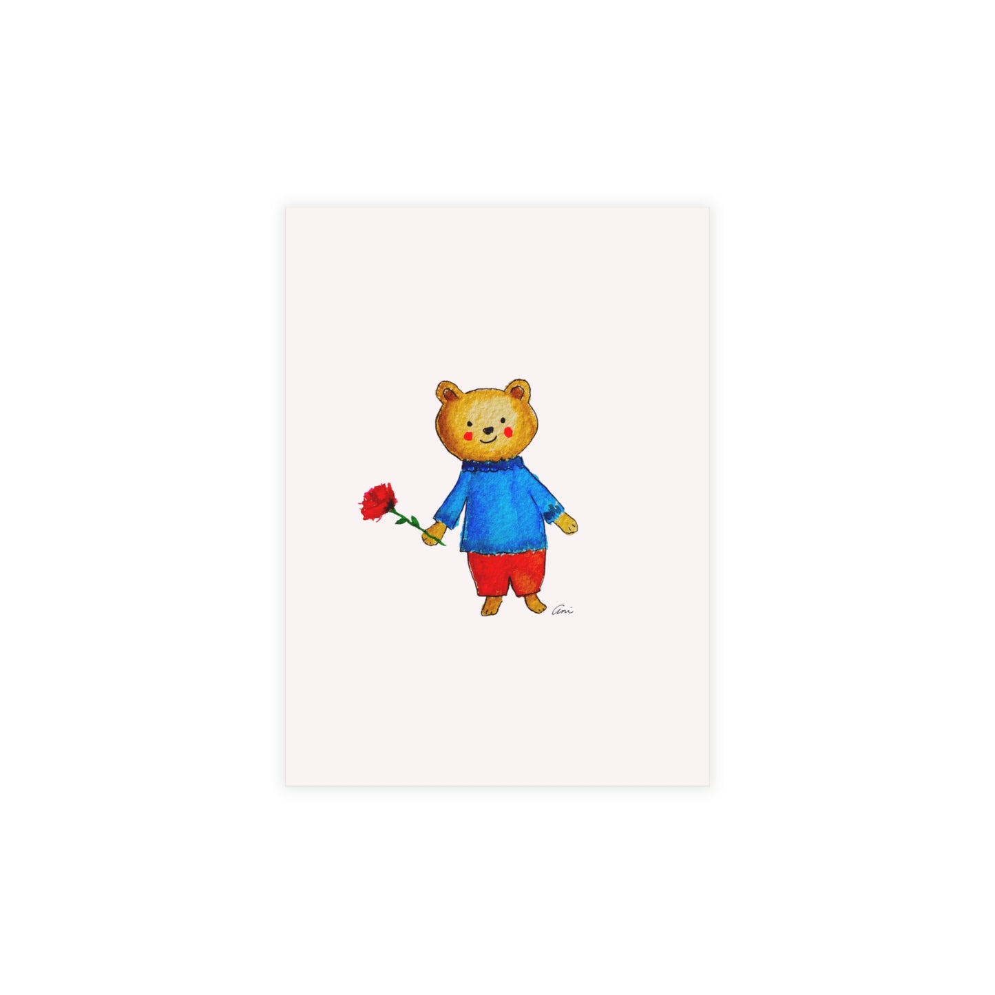 Bear with a Rose Postcard Bundles with Envelopes