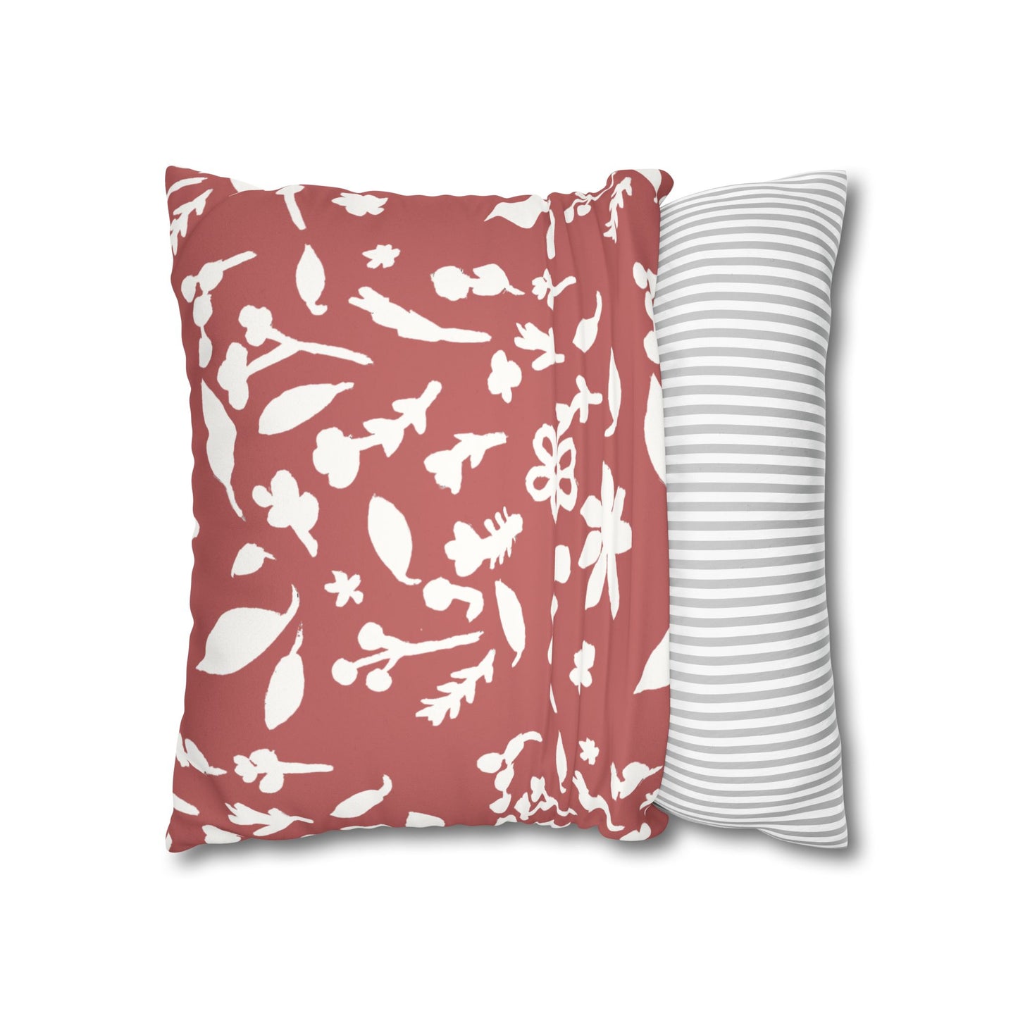 Rhubarb Fall Foliage Faux Suede Square Pillowcase