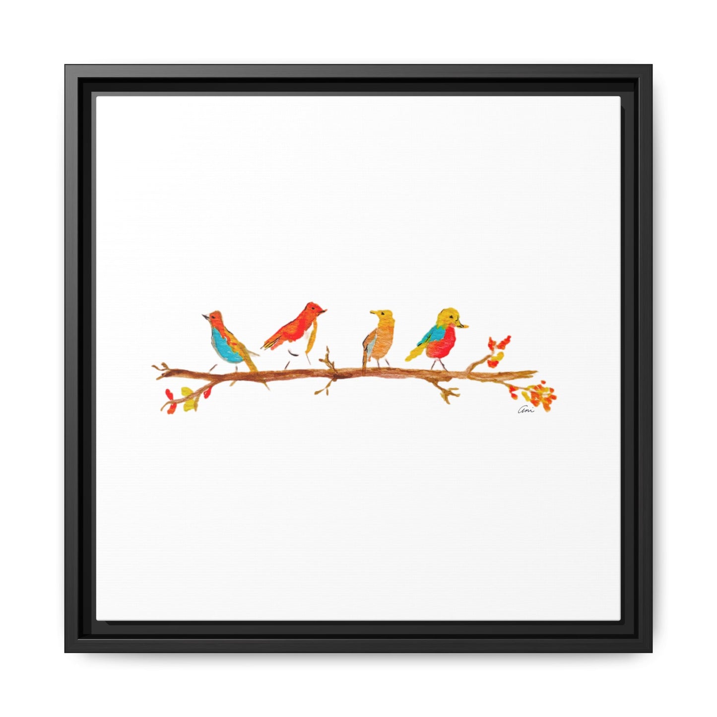 Birds on a Branch Gallery Canvas Print with Frame