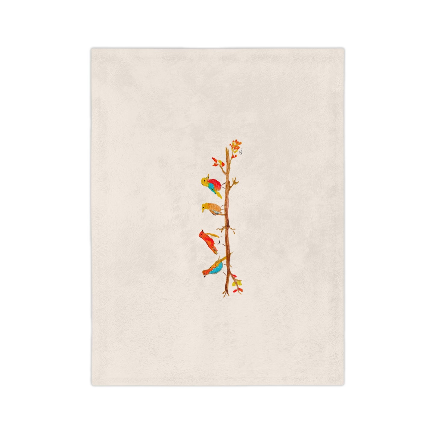 Birds on a Branch Velveteen Microfiber Blanket
